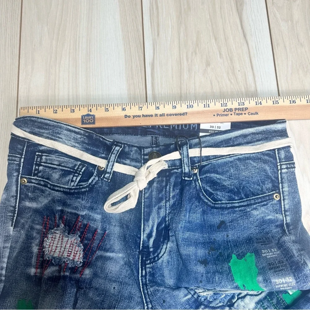 Rue21 Premium Supreme Flex Skinny Jeans 30X32 Distressed Paint‎ Splatter New